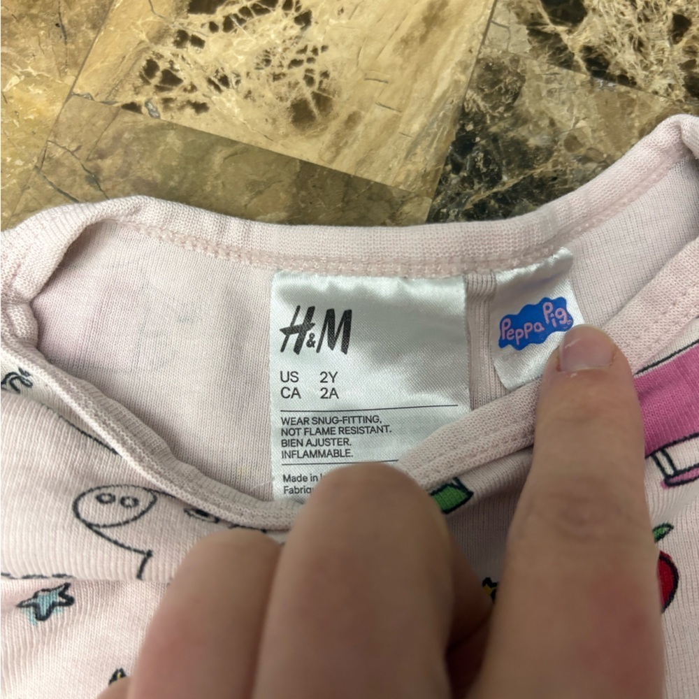 H&M Pink Bunny & Fruit Print Kids Pajama Set - Picture 4 of 6